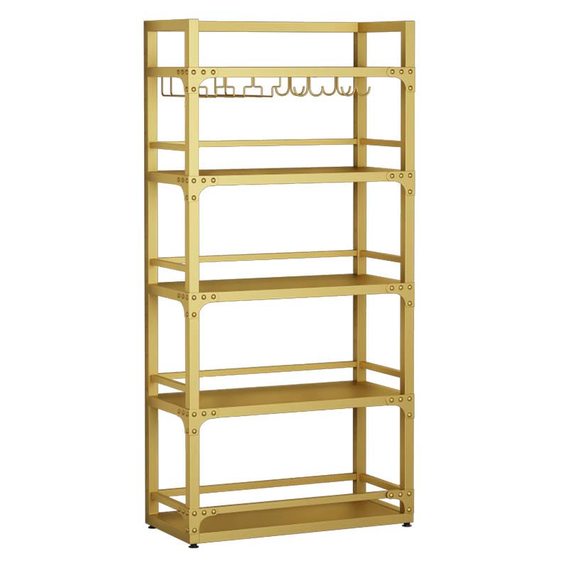 Metal Floor Wine Bottle & Glass Rack Contemporary Wine Rack Kit with Shelf