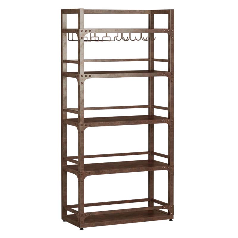 Metal Floor Wine Bottle & Glass Rack Contemporary Wine Rack Kit with Shelf
