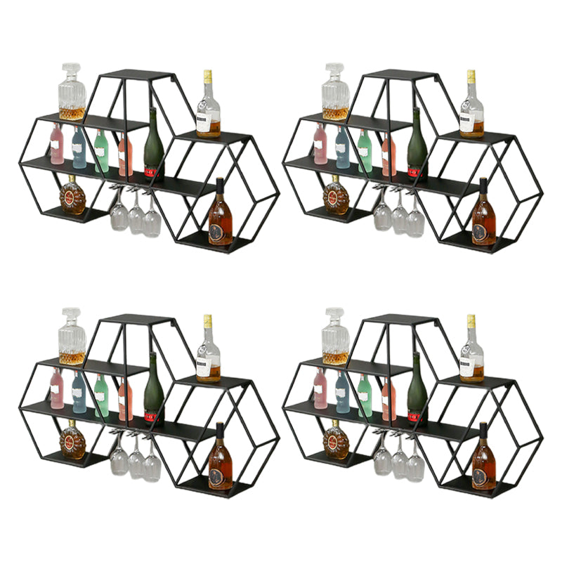 Contemporary Wall Mounted Wine Rack Iron Wine Shelf for Kitchen