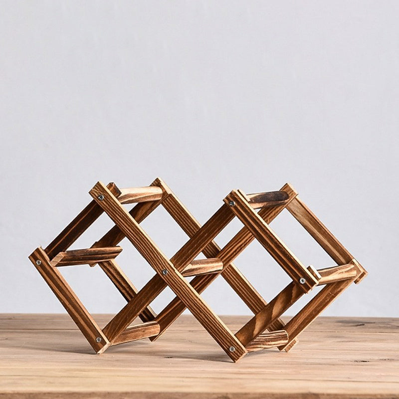 Countertop Modern Bottle Wine Rack Solid Wood Collapsible Bottle Rack Horizontal