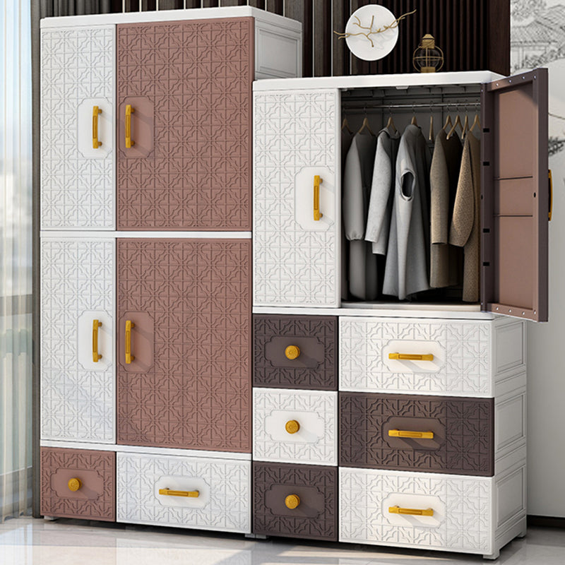 Hinged Wardrobe Armoire with Garment Rod Plastic Wardrobe Closet