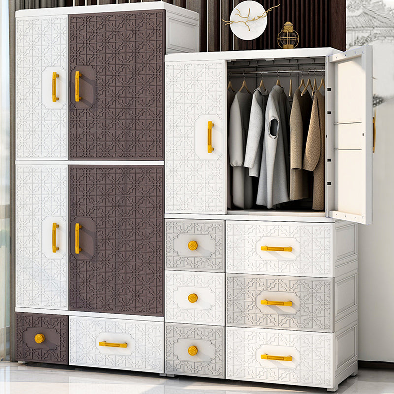 Hinged Wardrobe Armoire with Garment Rod Plastic Wardrobe Closet