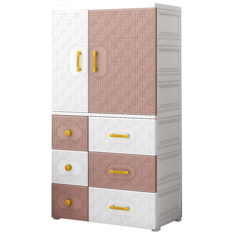 Hinged Wardrobe Armoire with Garment Rod Plastic Wardrobe Closet