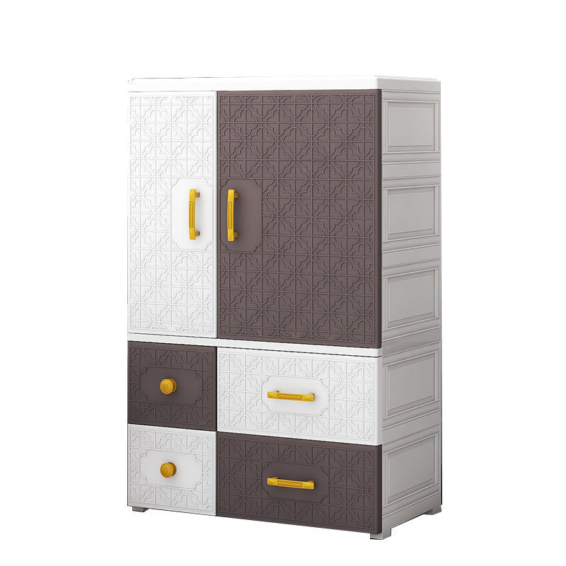 Hinged Wardrobe Armoire with Garment Rod Plastic Wardrobe Closet