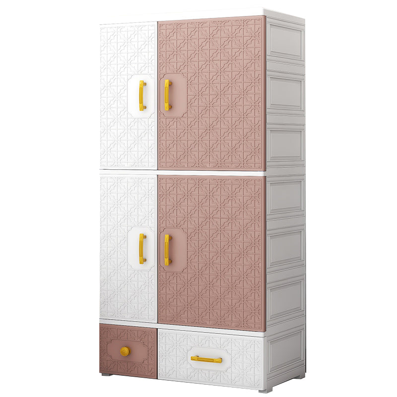 Hinged Wardrobe Armoire with Garment Rod Plastic Wardrobe Closet