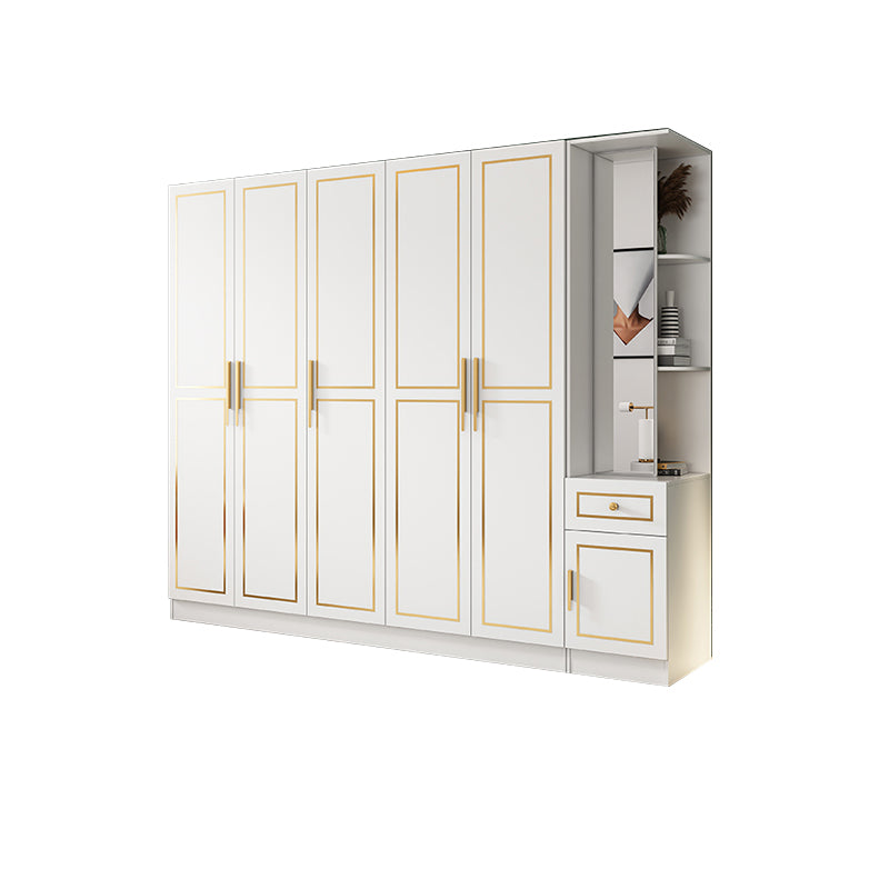 White Engineered Wood Wardrobe Armoire Modern Wardrobe Cabinet