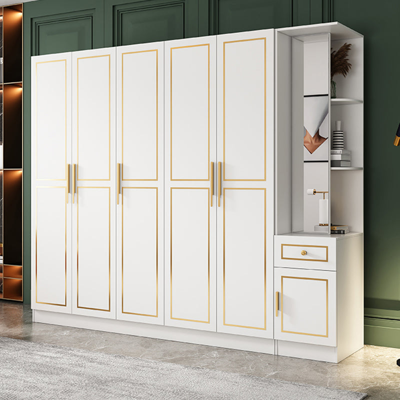 White Engineered Wood Wardrobe Armoire Modern Wardrobe Cabinet