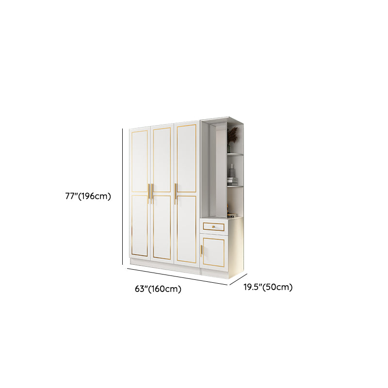 White Engineered Wood Wardrobe Armoire Modern Wardrobe Cabinet