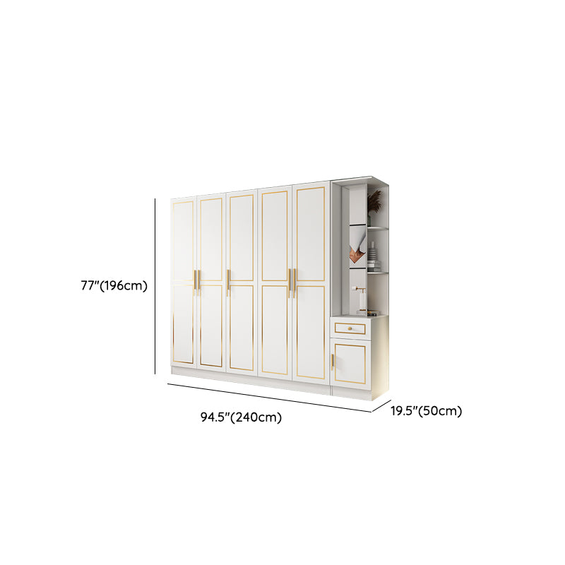 White Engineered Wood Wardrobe Armoire Modern Wardrobe Cabinet