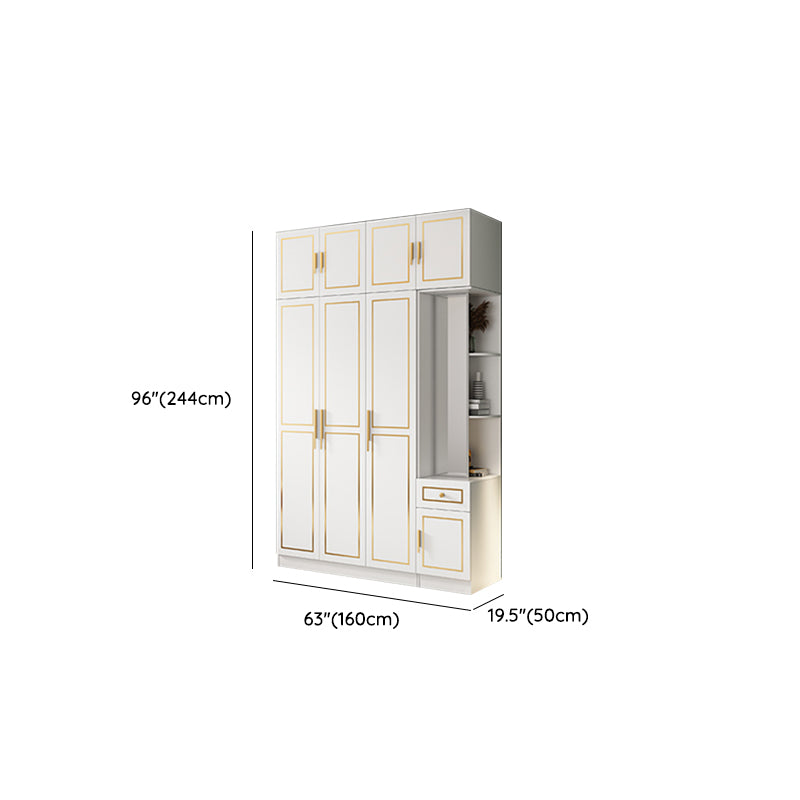 White Engineered Wood Wardrobe Armoire Modern Wardrobe Cabinet