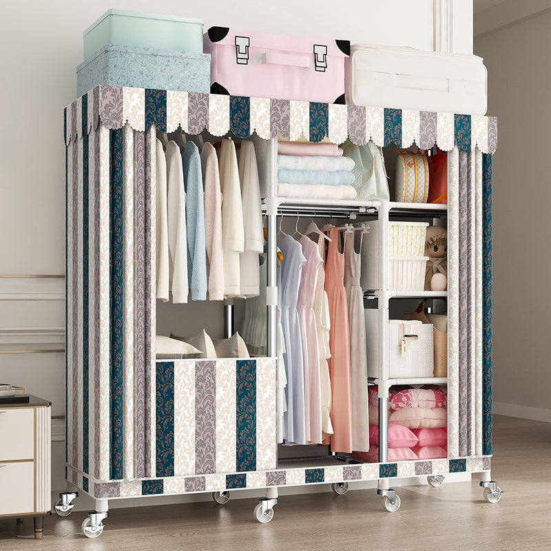 Steel Wardrobe Closet with Garment Rod Modern Wardrobe Armoire