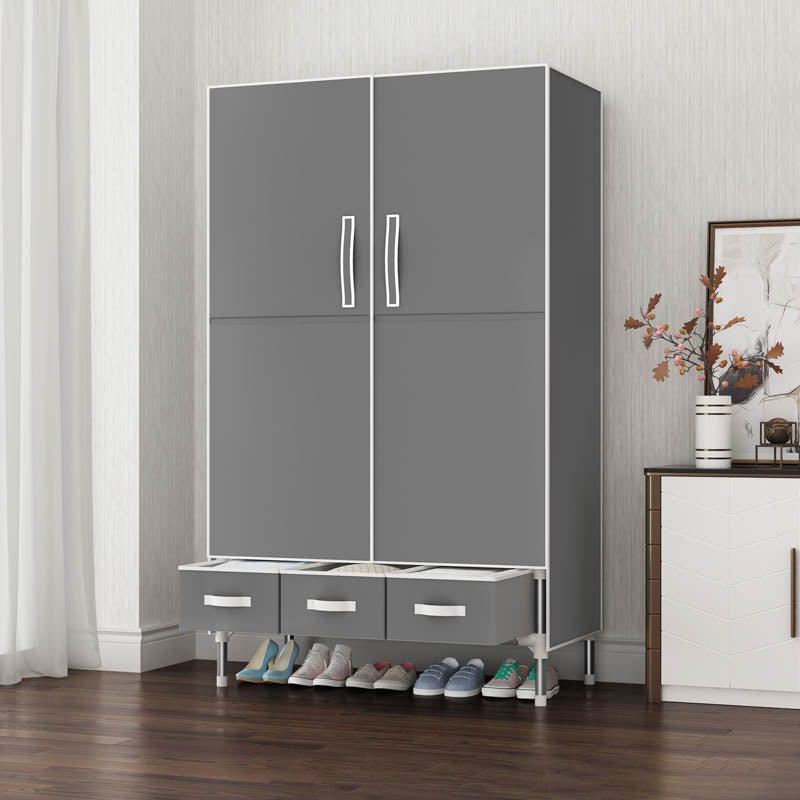 Hinged Wardrobe Cabinet Steel Wardrobe Armoire with Garment Rod