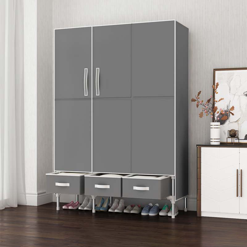 Hinged Wardrobe Cabinet Steel Wardrobe Armoire with Garment Rod