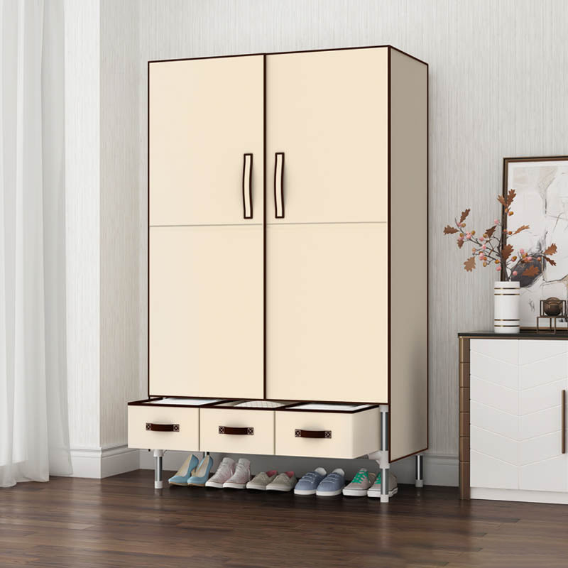 Hinged Wardrobe Cabinet Steel Wardrobe Armoire with Garment Rod