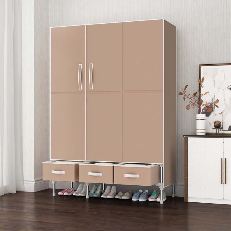 Hinged Wardrobe Cabinet Steel Wardrobe Armoire with Garment Rod