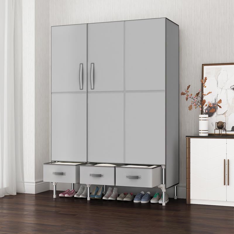 Hinged Wardrobe Cabinet Steel Wardrobe Armoire with Garment Rod