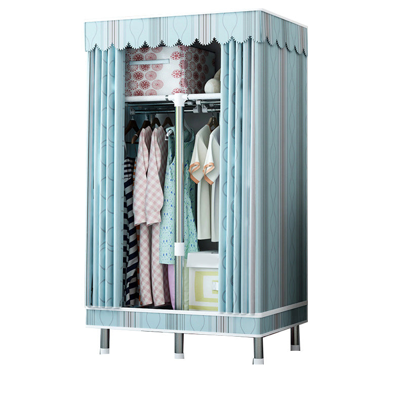 Contemporary Wardrobe Closet with Shelves Metal Wardrobe Armoire