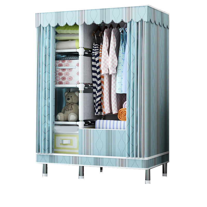 Contemporary Wardrobe Closet with Shelves Metal Wardrobe Armoire