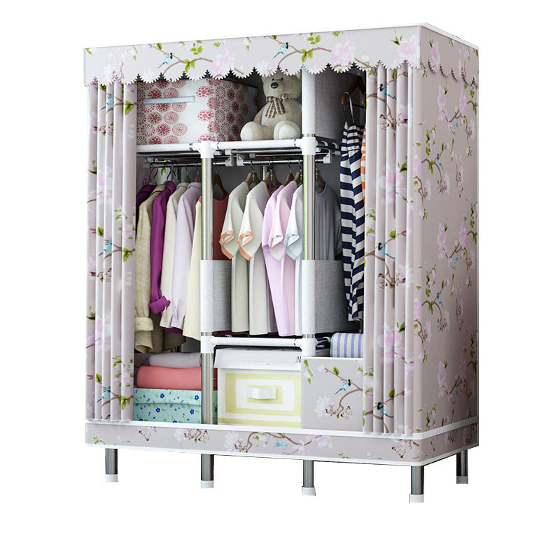 Contemporary Wardrobe Closet with Shelves Metal Wardrobe Armoire