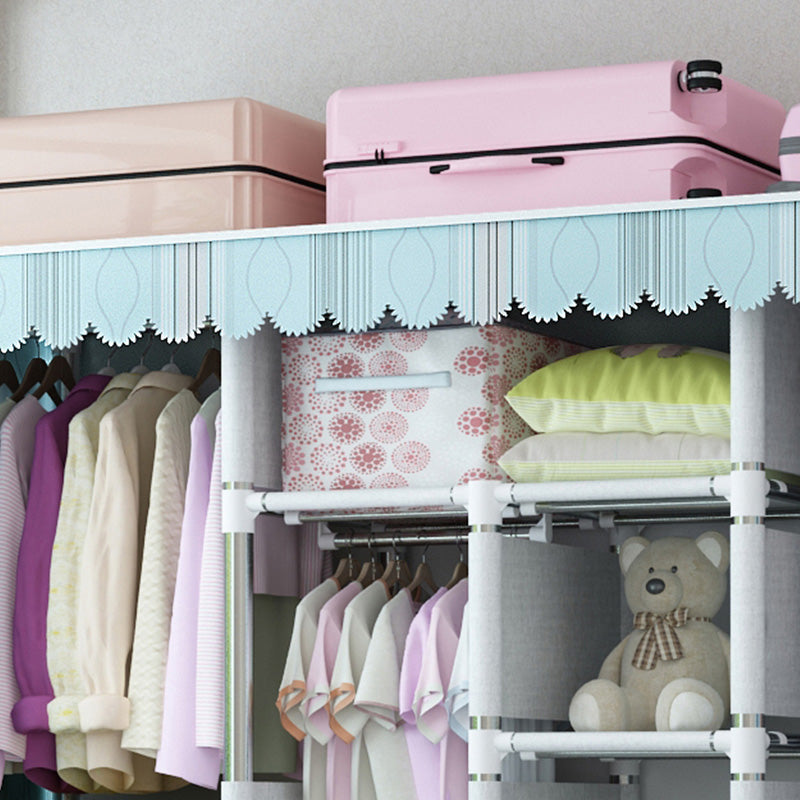 Contemporary Wardrobe Closet with Shelves Metal Wardrobe Armoire