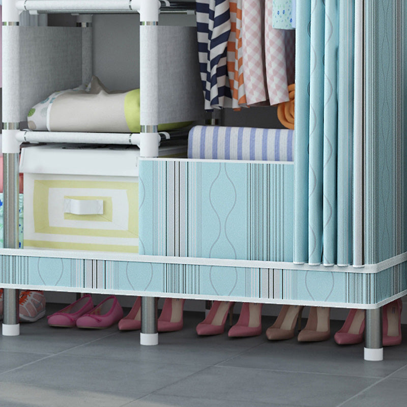 Contemporary Wardrobe Closet with Shelves Metal Wardrobe Armoire