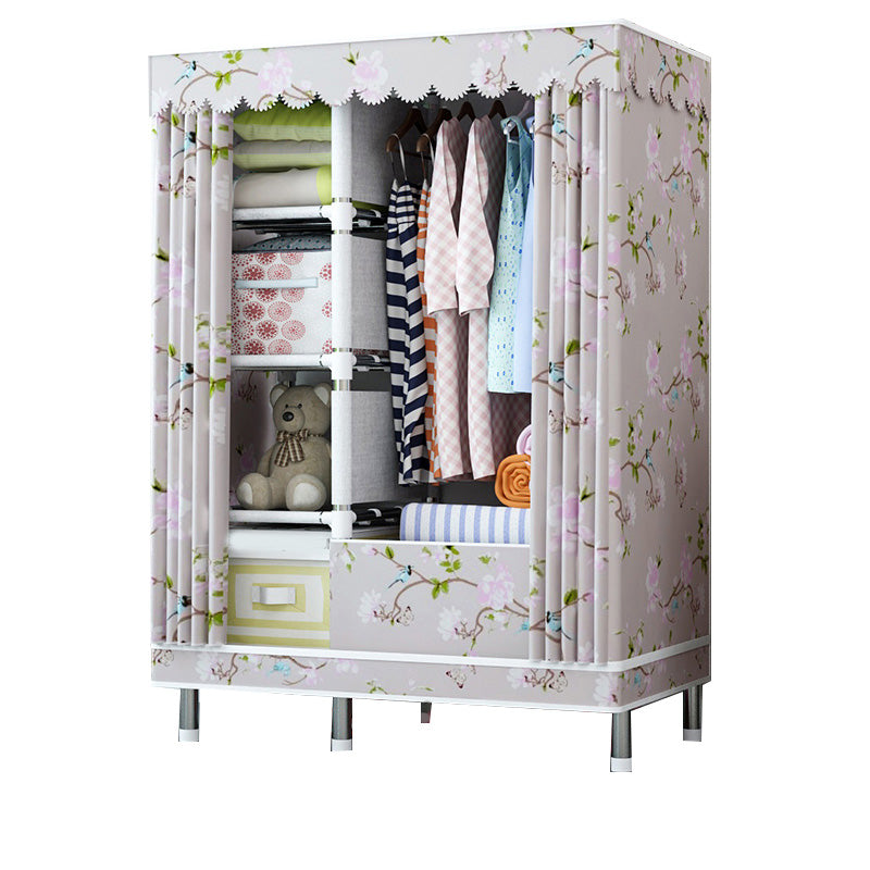 Contemporary Wardrobe Closet with Shelves Metal Wardrobe Armoire