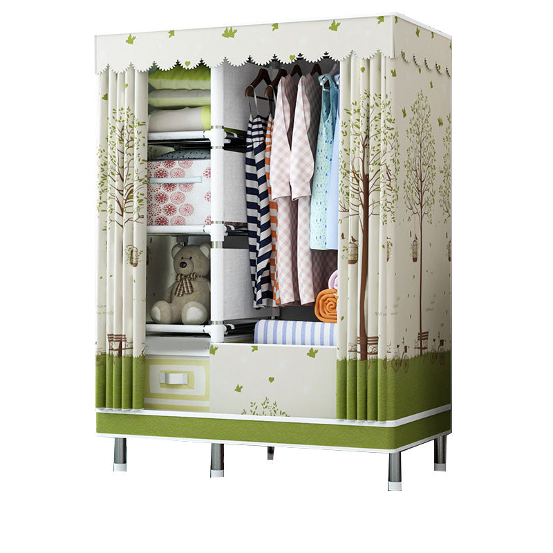 Contemporary Wardrobe Closet with Shelves Metal Wardrobe Armoire
