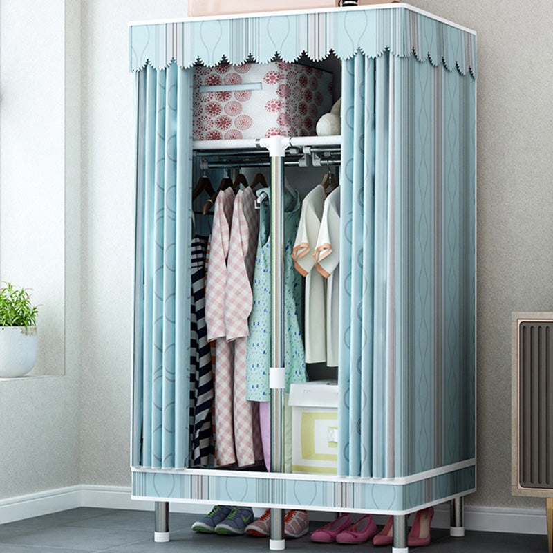 Contemporary Wardrobe Closet with Shelves Metal Wardrobe Armoire
