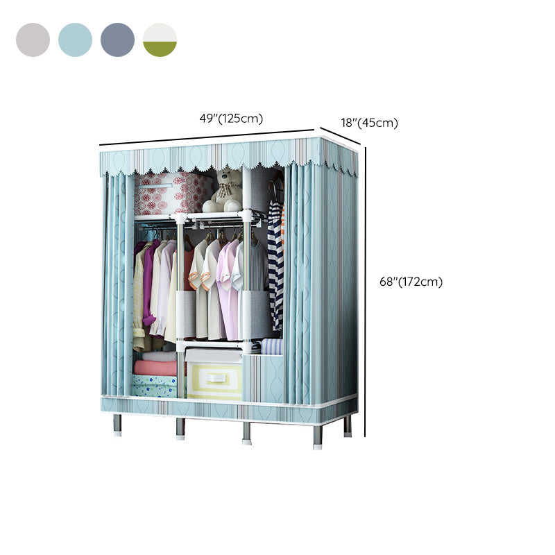 Contemporary Wardrobe Closet with Shelves Metal Wardrobe Armoire
