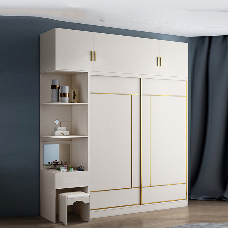 White Colour Wooden Wardrobe Cloth Rod Included Wardrobe Closet for Home