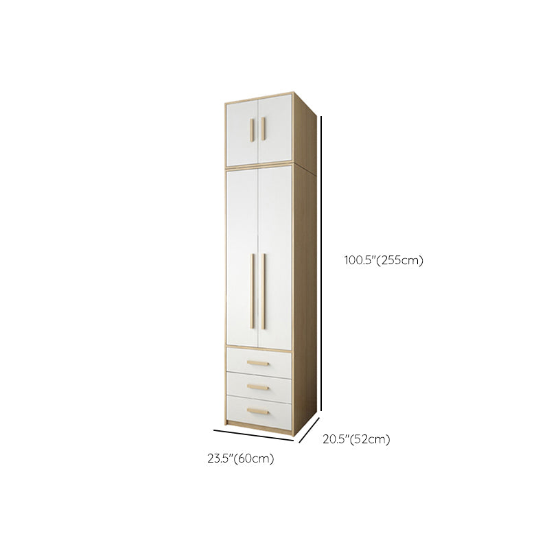 Hinged Wardrobe Armoire with Garment Rod Modern Wardrobe Cabinet for Home