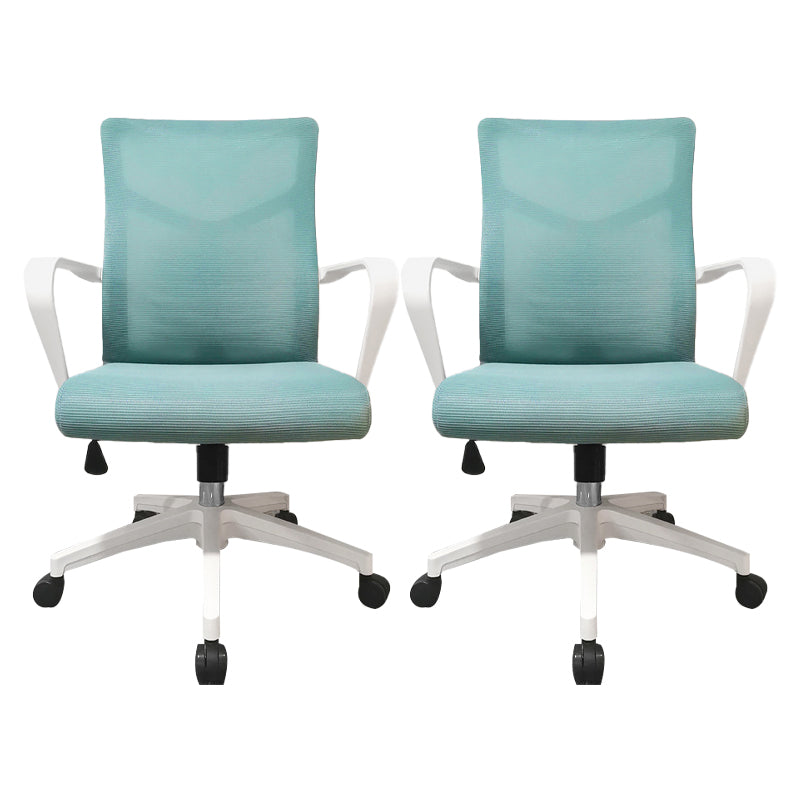 Modern Slide Office Chair Mid Back Fixed Arms Adjustable Seat Desk Chair with Wheels