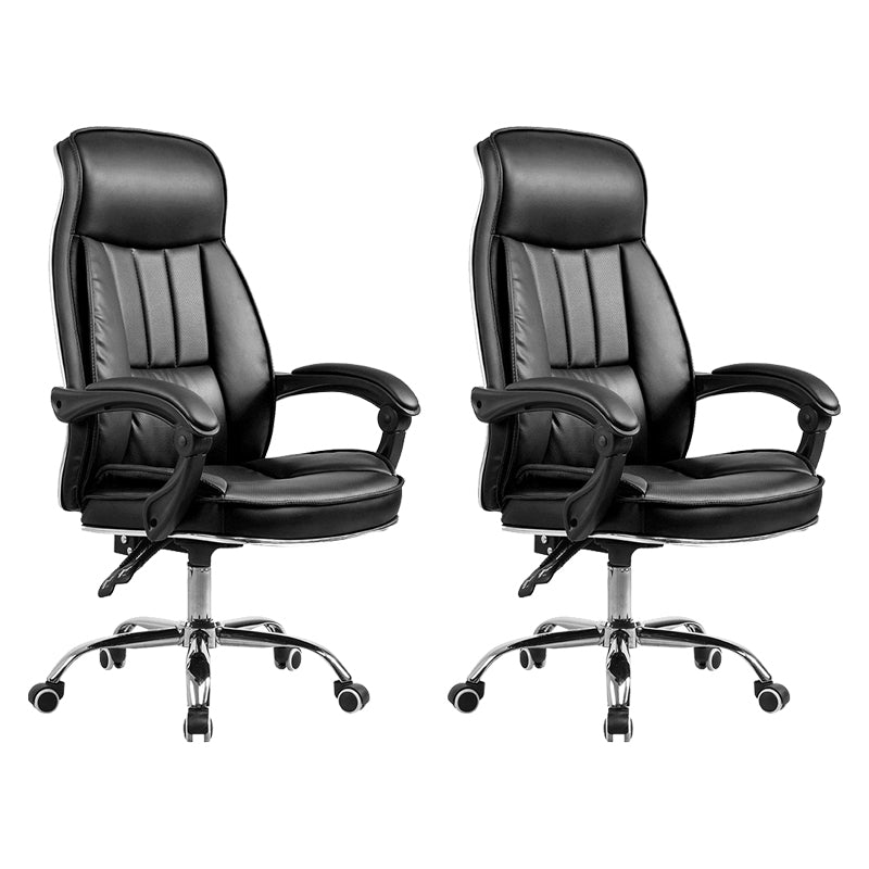 Modern Pillow Included Chair High-Back Leather Desk Chair with Wheels