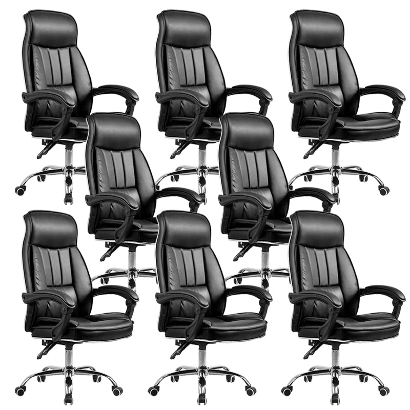 Modern Pillow Included Chair High-Back Leather Desk Chair with Wheels