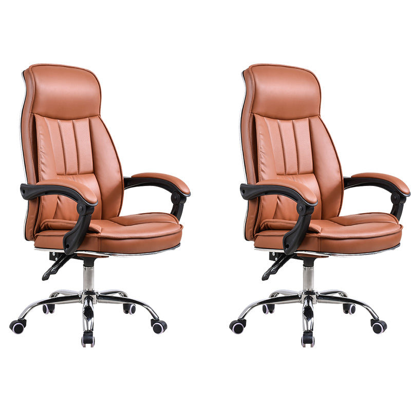 Modern Pillow Included Chair High-Back Leather Desk Chair with Wheels