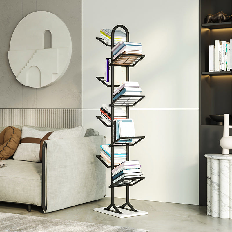 Contemporary Etagere Bookcase Open Back Metal Bookshelf with Shelves