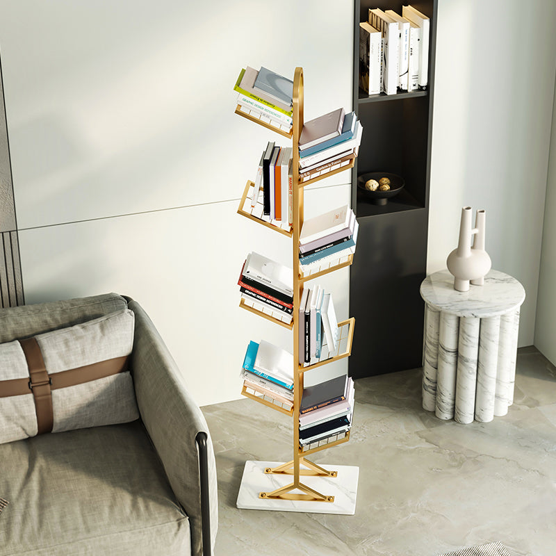 Contemporary Etagere Bookcase Open Back Metal Bookshelf with Shelves