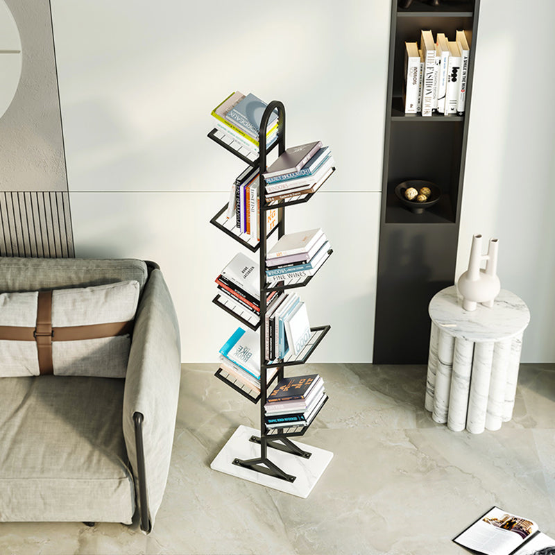 Contemporary Etagere Bookcase Open Back Metal Bookshelf with Shelves