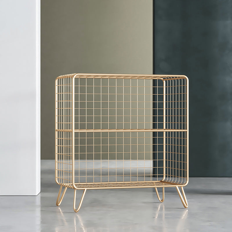 11.81" W Glam Antique Finish Shelf Bookcase Metal Book Shelf with Rectangular Shelves