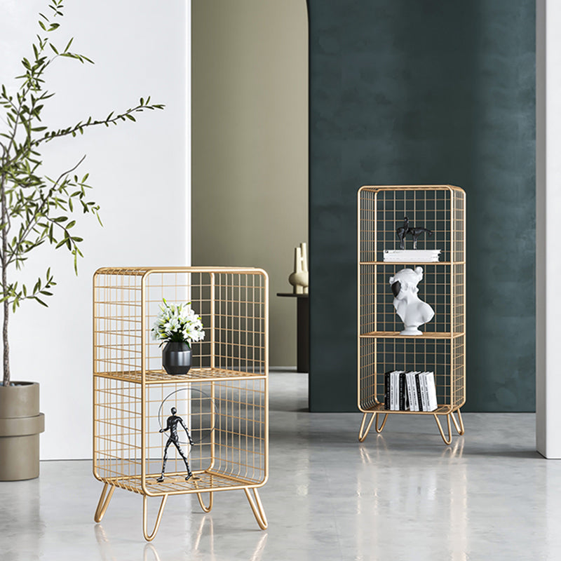 11.81" W Glam Antique Finish Shelf Bookcase Metal Book Shelf with Rectangular Shelves