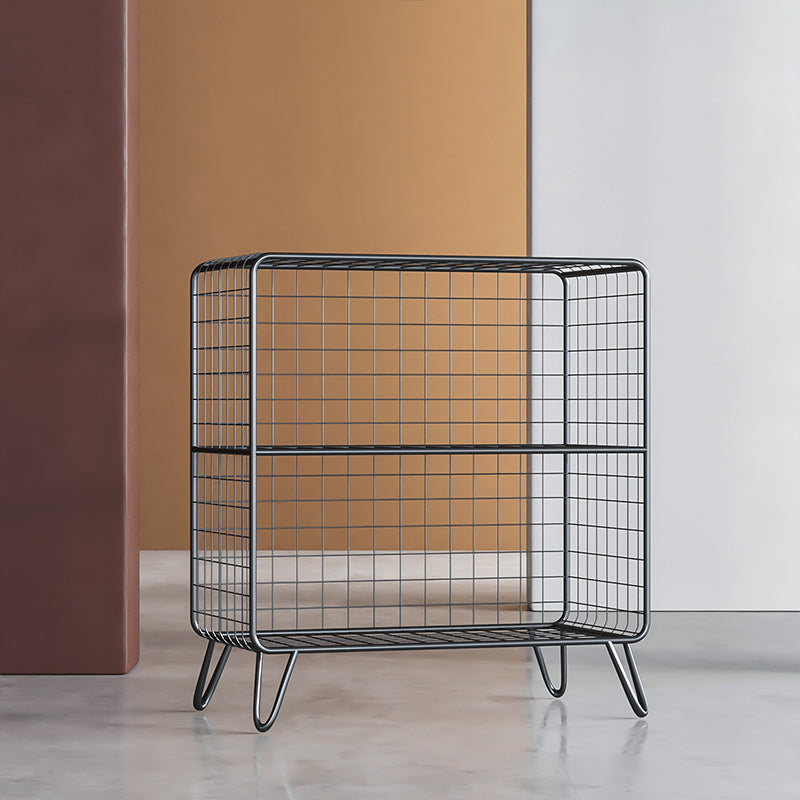 11.81" W Glam Antique Finish Shelf Bookcase Metal Book Shelf with Rectangular Shelves