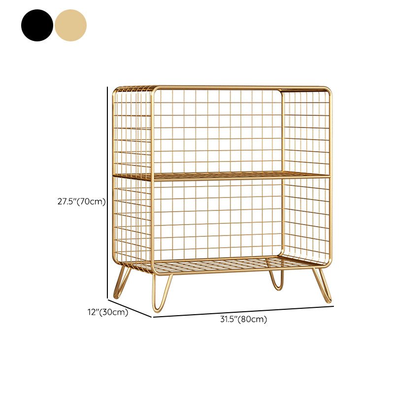 11.81" W Glam Antique Finish Shelf Bookcase Metal Book Shelf with Rectangular Shelves