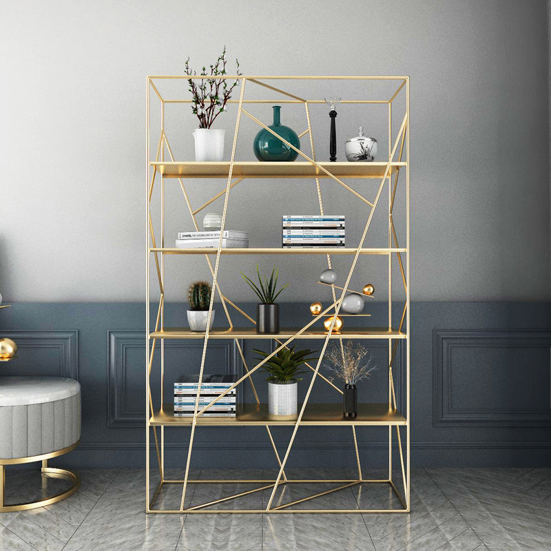 Industrial Etagere Bookcase Metal 4 Shelves Open Back Bookshelf