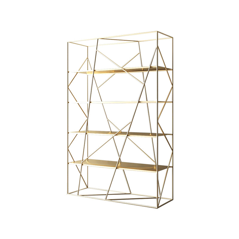 Industrial Etagere Bookcase Metal 4 Shelves Open Back Bookshelf