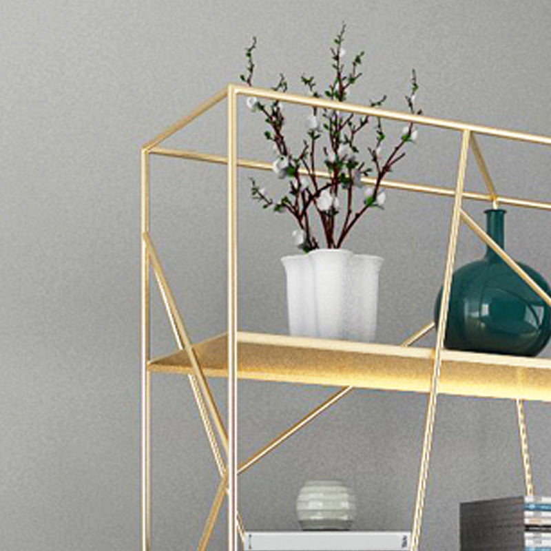 Industrial Etagere Bookcase Metal 4 Shelves Open Back Bookshelf