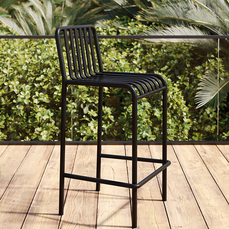 Industrial Armless Bar Stools Metal Dining Stool with Footrest