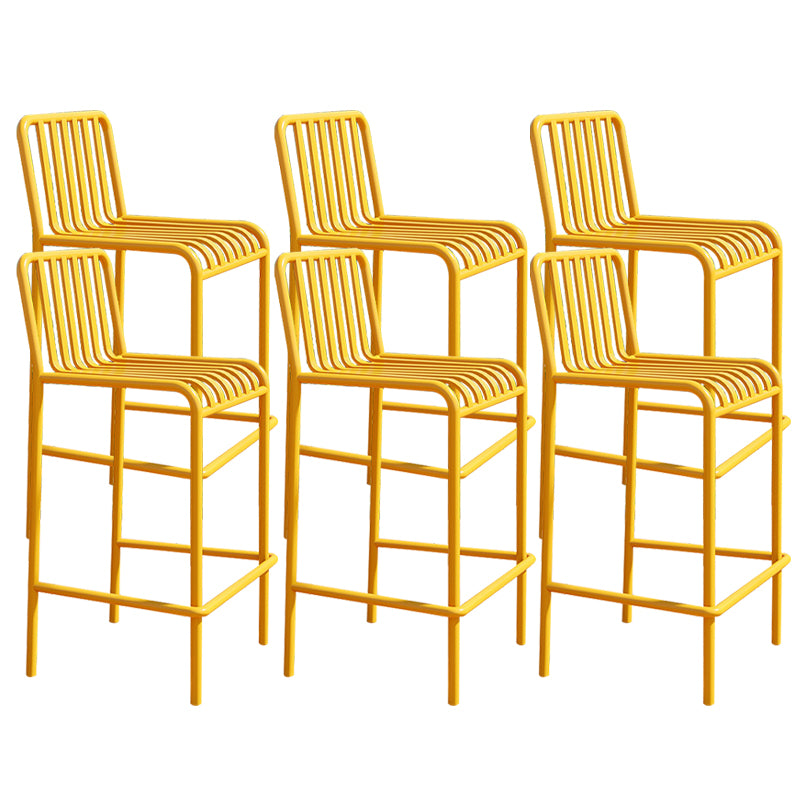 Industrial Armless Bar Stools Metal Dining Stool with Footrest