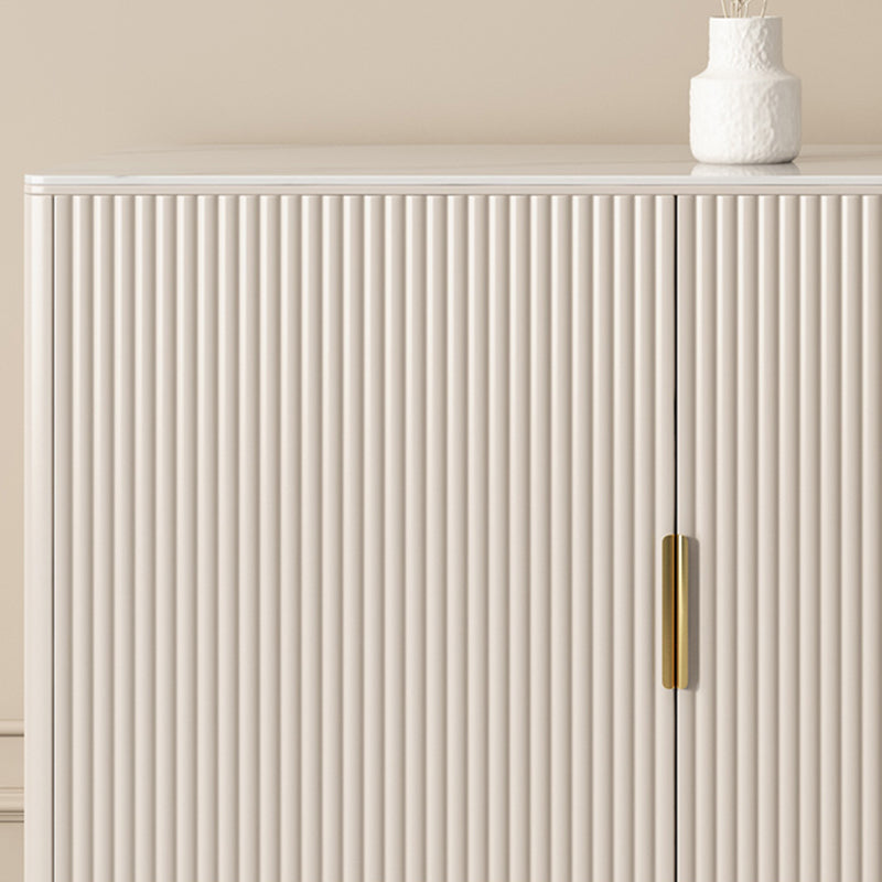 Glam Style Buffet Table Stone Side Board with Cabinets and Drawers