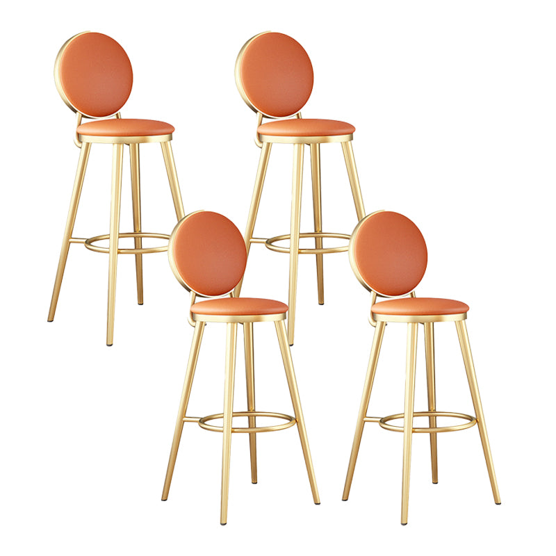 Leather Bar Stool Backrest Counter Stool for Bristol with Gold Frame