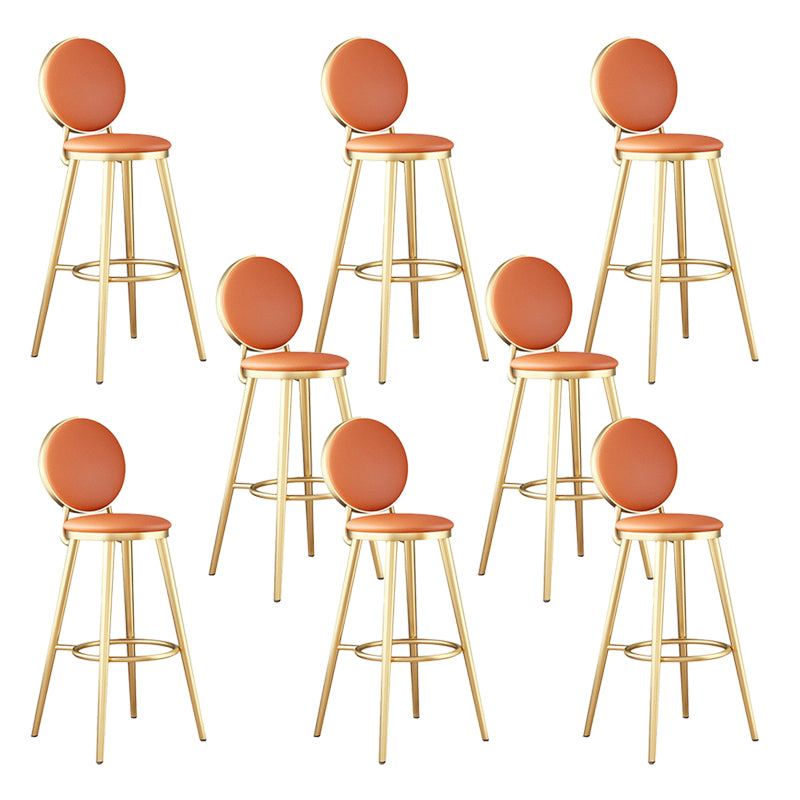 Leather Bar Stool Backrest Counter Stool for Bristol with Gold Frame